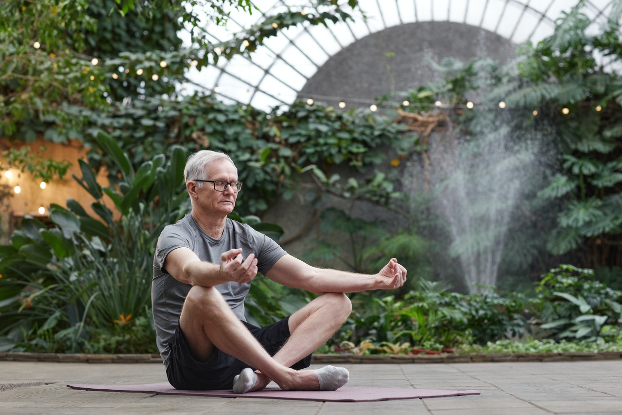 A man in a meditation retreat